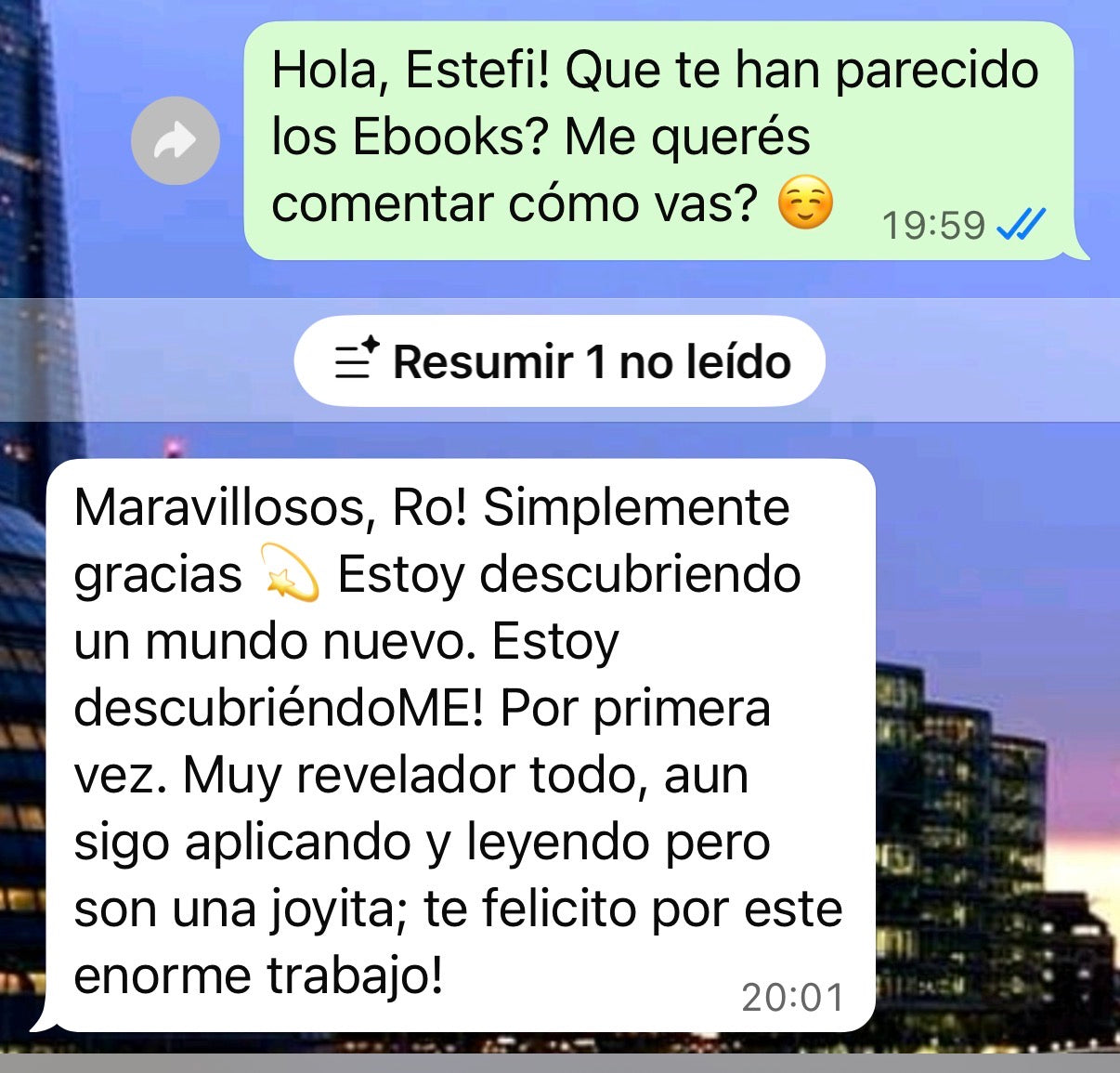 Testimonio real de WhatsApp